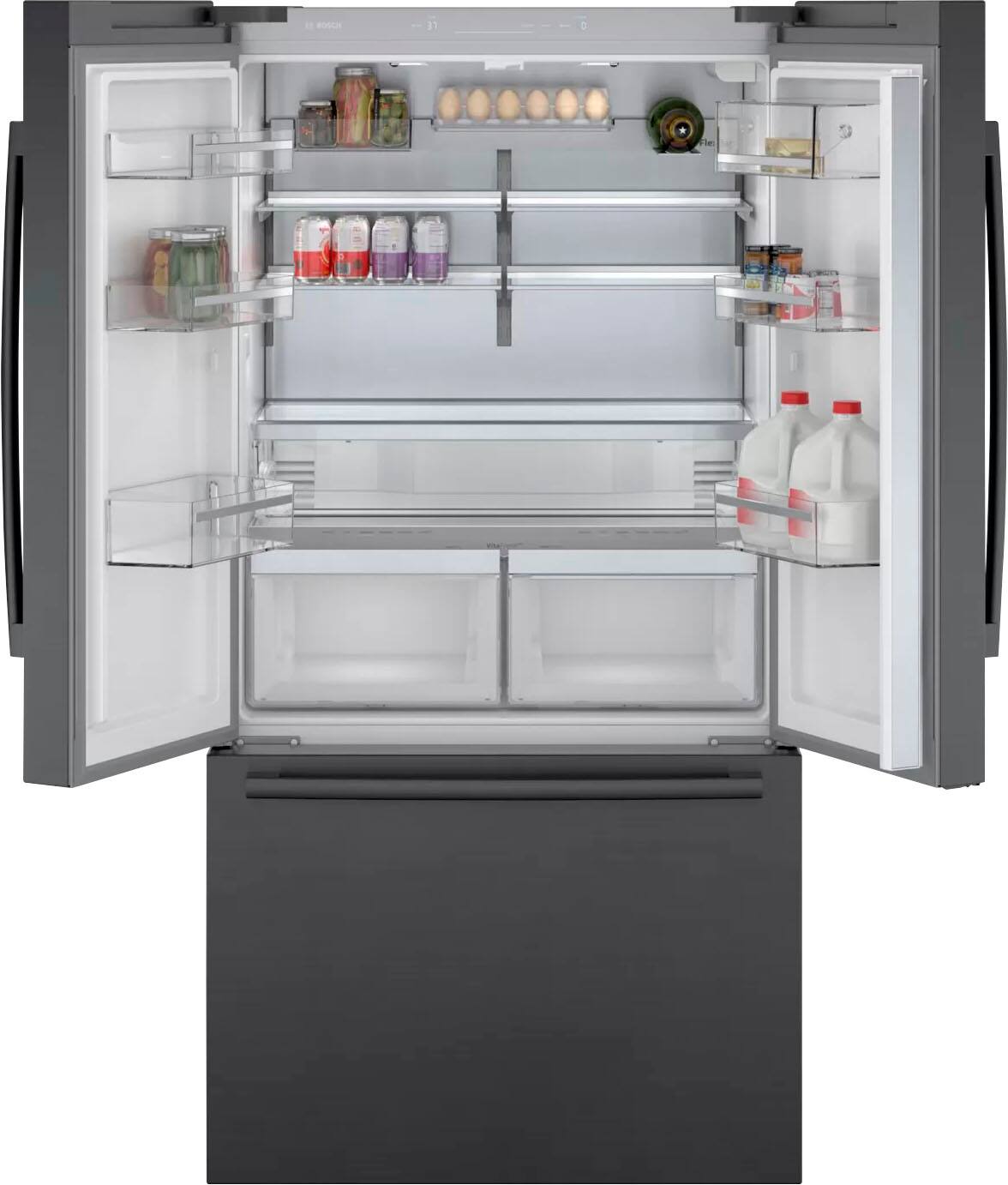 Alt View 5. Bosch - 800 Series 21 Cu. Ft. French Door Counter-Depth Smart Refrigerator - Black stainless steel.