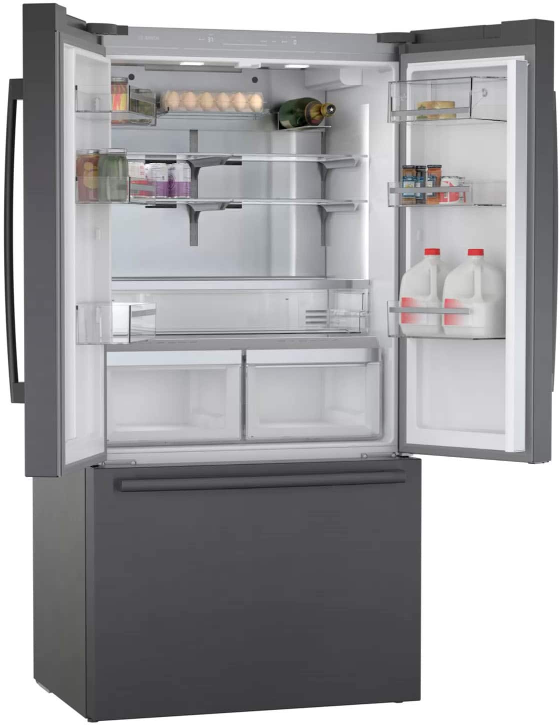 Alt View 11. Bosch - 800 Series 21 Cu. Ft. French Door Counter-Depth Smart Refrigerator - Black stainless steel.