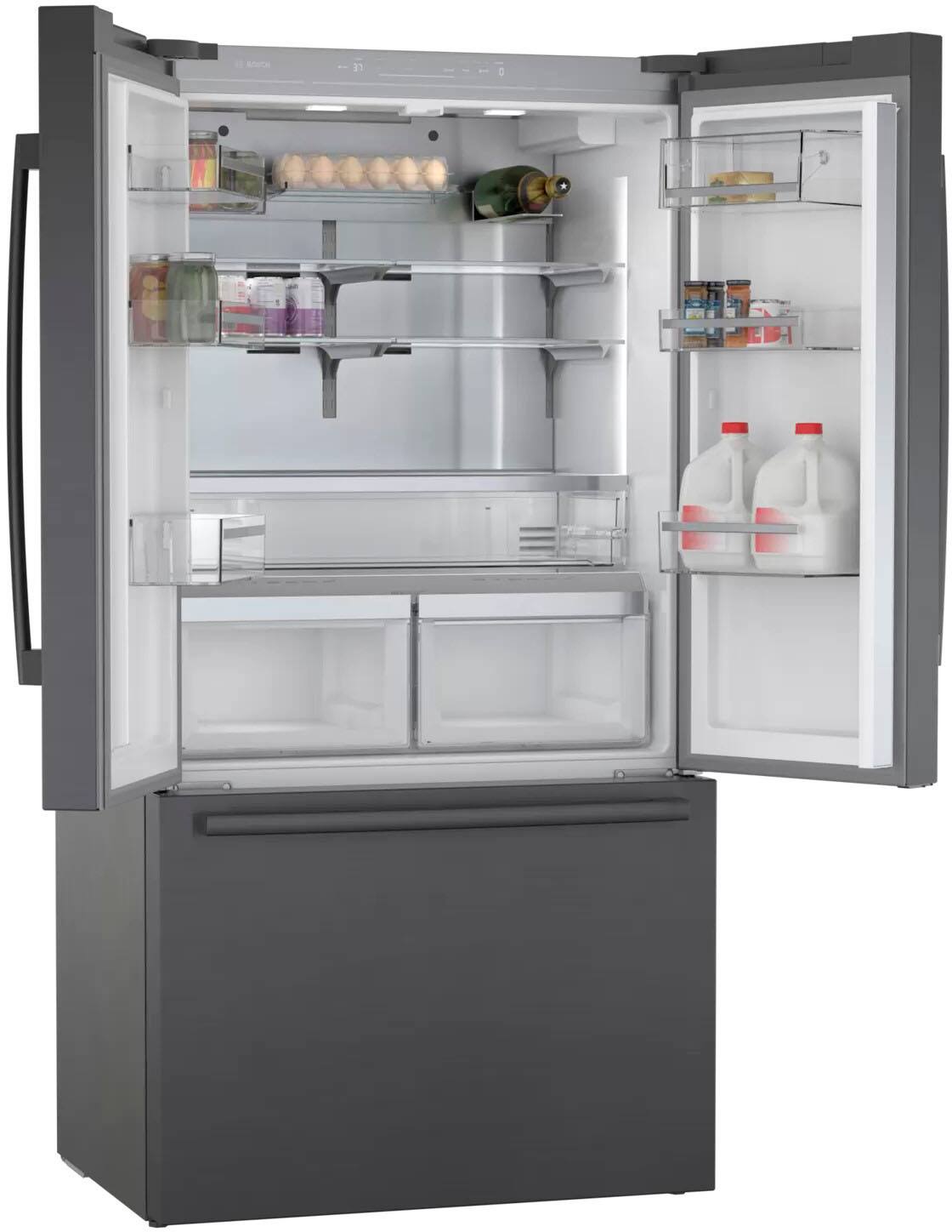 Alt View 11. Bosch - 800 Series 21 Cu. Ft. French Door Counter-Depth Smart Refrigerator - Black stainless steel.