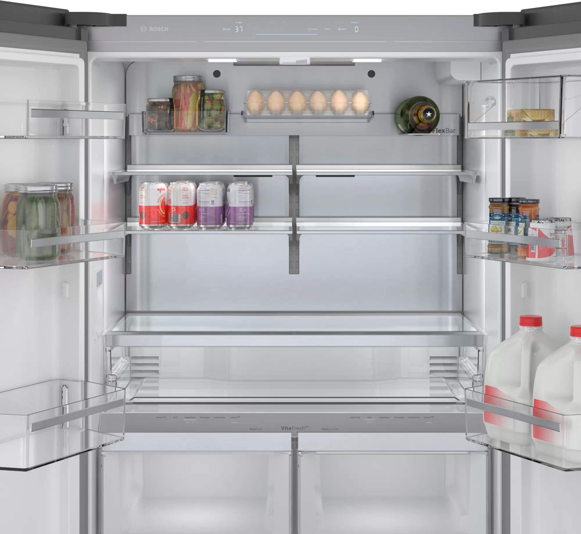 Alt View 13. Bosch - 800 Series 21 Cu. Ft. French Door Counter-Depth Smart Refrigerator - Black stainless steel.
