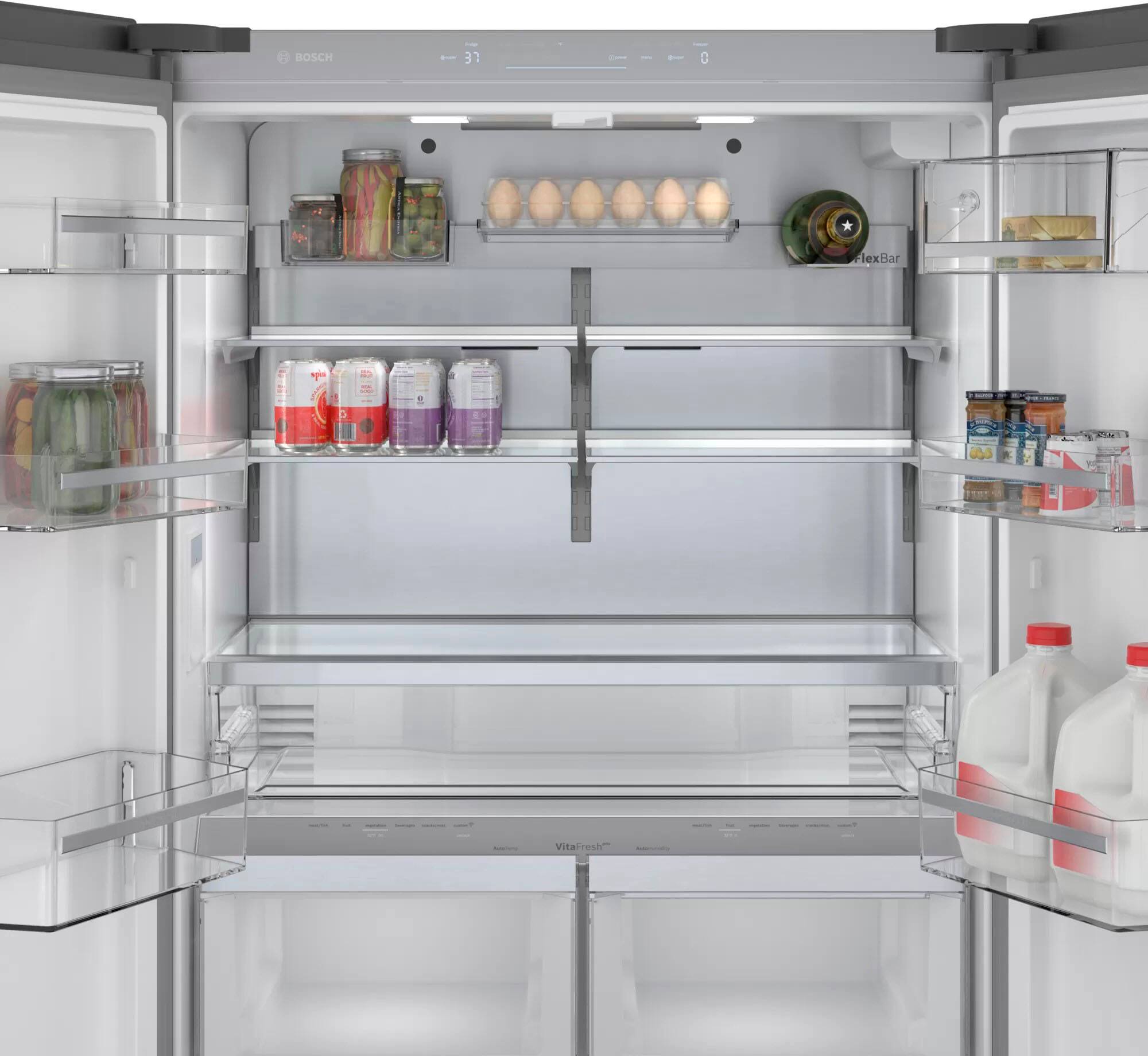 Alt View 13. Bosch - 800 Series 21 Cu. Ft. French Door Counter-Depth Smart Refrigerator - Black stainless steel.