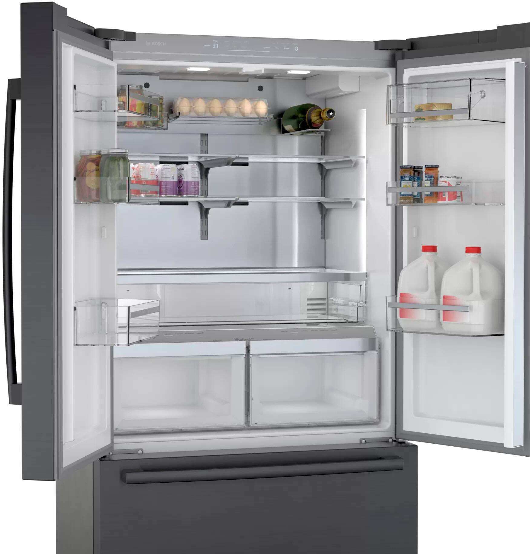 Alt View 14. Bosch - 800 Series 21 Cu. Ft. French Door Counter-Depth Smart Refrigerator - Black stainless steel.