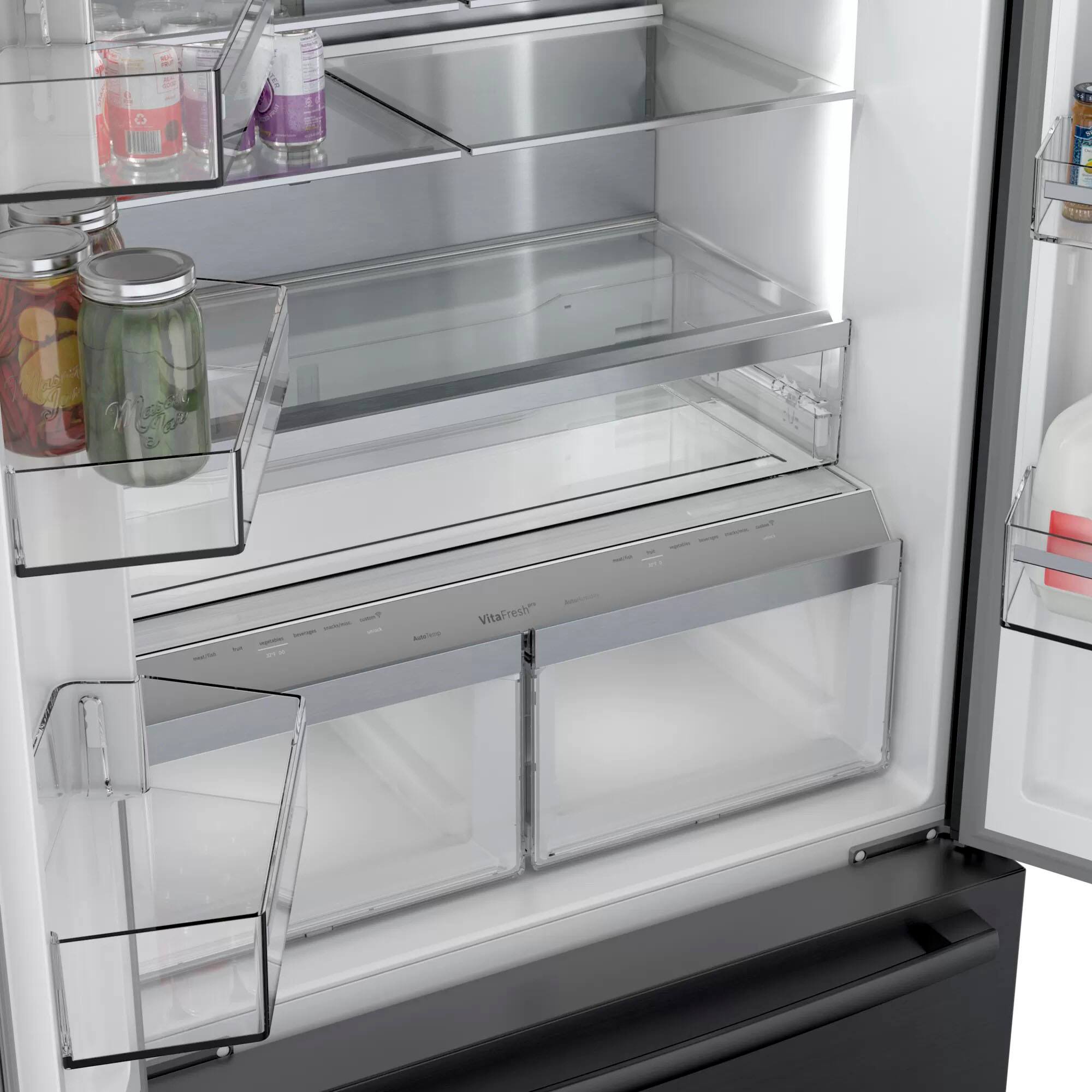 Alt View 15. Bosch - 800 Series 21 Cu. Ft. French Door Counter-Depth Smart Refrigerator - Black stainless steel.