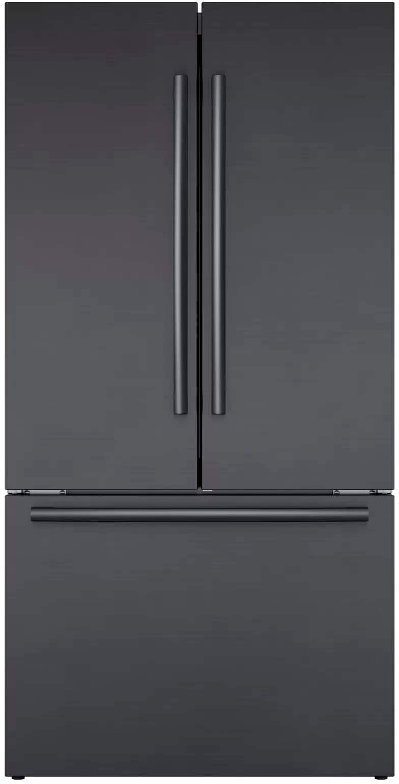 Alt View 1. Bosch - 800 Series 21 Cu. Ft. French Door Counter-Depth Smart Refrigerator - Black stainless steel.