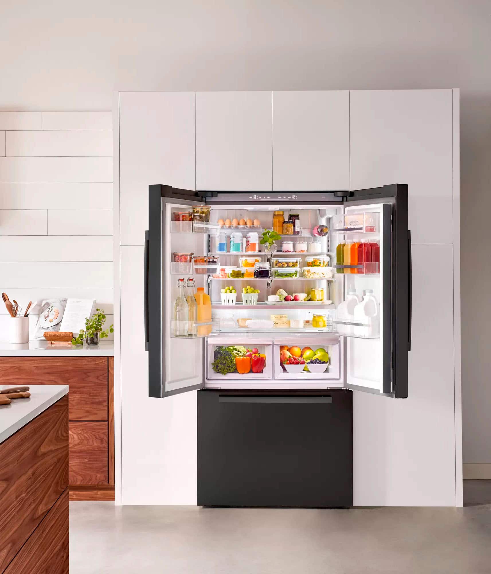 Alt View 21. Bosch - 800 Series 21 Cu. Ft. French Door Counter-Depth Smart Refrigerator - Black stainless steel.