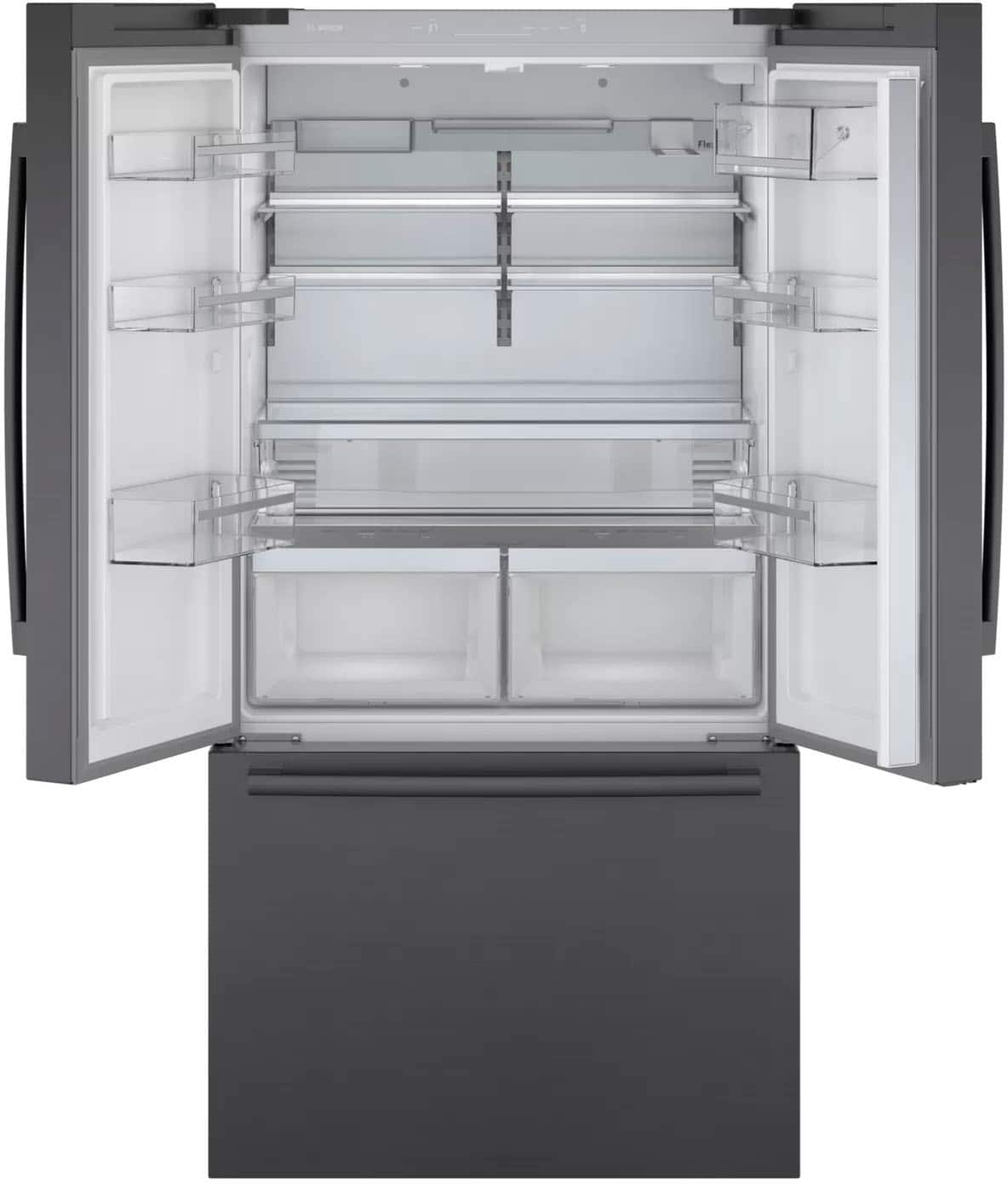 Alt View 4. Bosch - 800 Series 21 Cu. Ft. French Door Counter-Depth Smart Refrigerator - Black stainless steel.