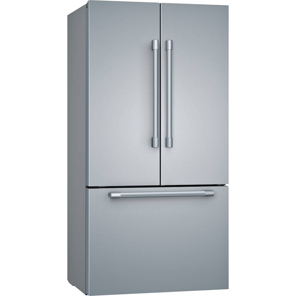 Angle View: Bosch - 800 Series 20.8 Cu. Ft. French Door Counter-Depth Refrigerator - Stainless steel