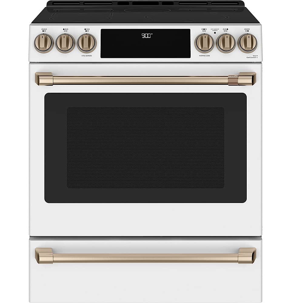 Café - 5.7 Cu. Ft. Slide-In Electric Induction Convection Range - Matte White - Front_Zoom