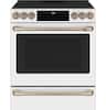 Front. Café - 5.7 Cu. Ft. Slide-In Electric Induction Convection Range - Matte White.