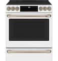 Café - 30 in. Wide 5 Elements 5.7 Cu. Ft. Slide-In Electric Smart Induction Convection Range - Matte White