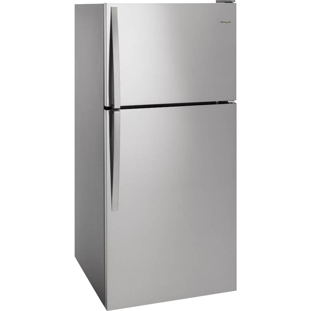 Angle View: Whirlpool - 18.2 Cu. Ft. Top-Freezer Refrigerator - Stainless steel