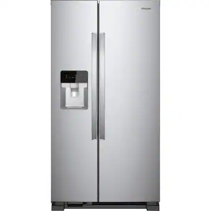 Front. Whirlpool - 21.4 Cu. Ft. Side-by-Side Refrigerator - Monochromatic Stainless Steel.