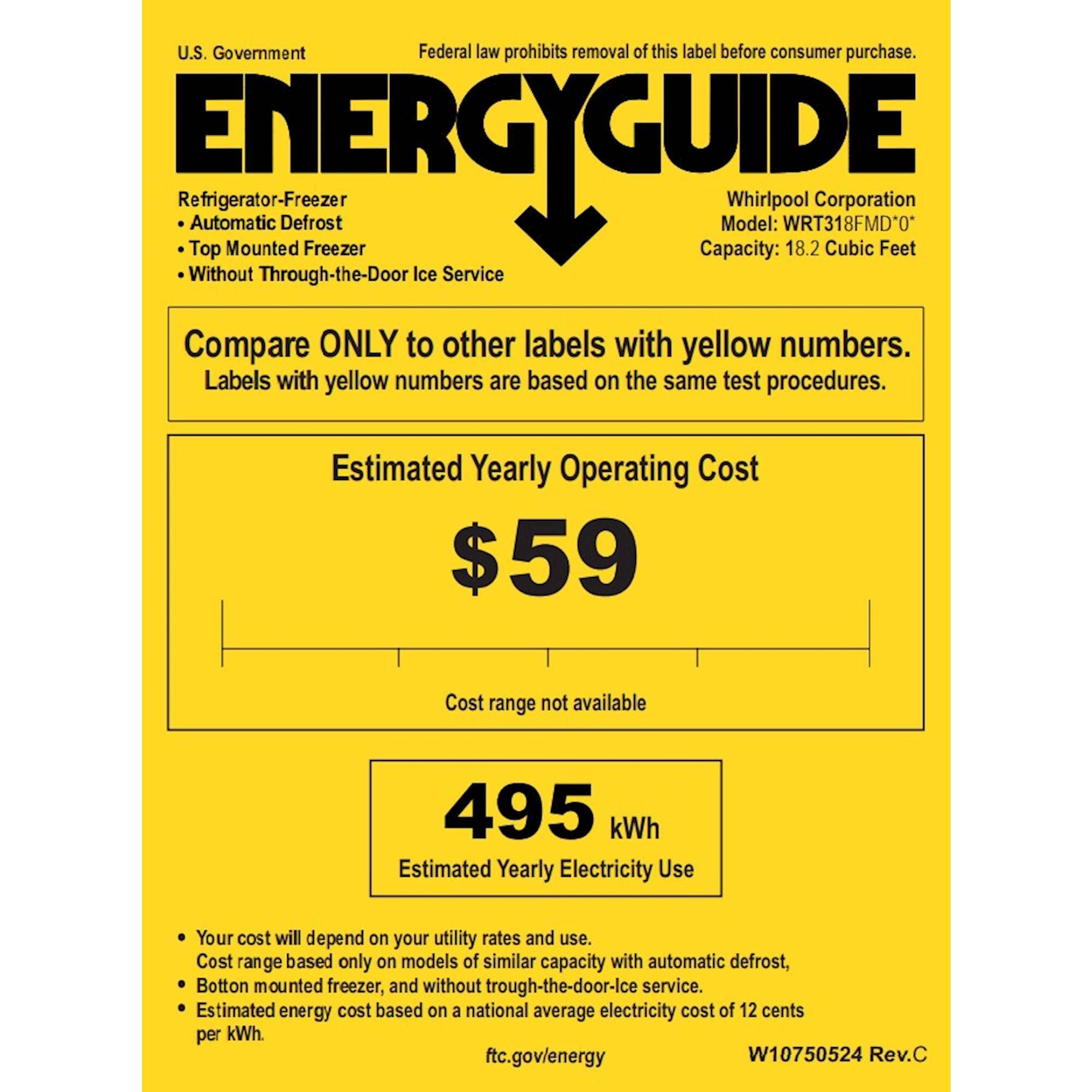 Whirlpool 18.2 Cu. Ft. TopFreezer Refrigerator Black WRT318FMDB Best Buy