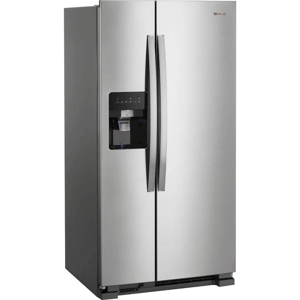 Angle View: Whirlpool - 24.6 Cu. Ft. Side-by-Side Refrigerator - Monochromatic stainless steel