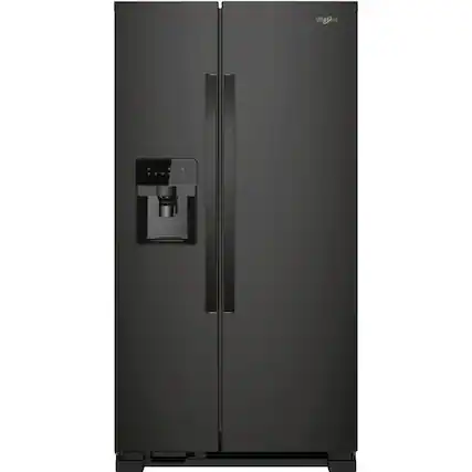 Front. Whirlpool - 21.4 Cu. Ft. Side-by-Side Refrigerator - Black.