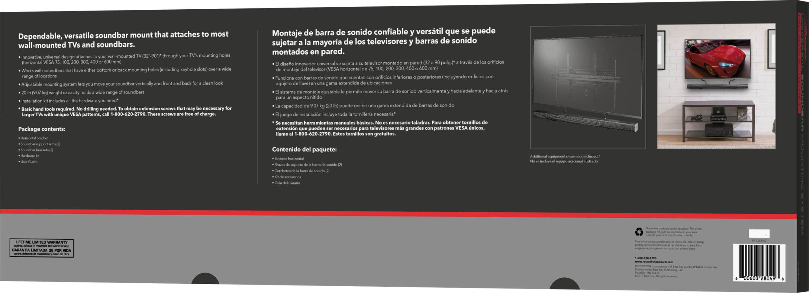 Alt View 16. Rocketfish™ - Universal Soundbar Mounting System - Black.