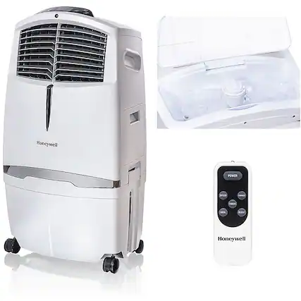 Front. Honeywell - 525 CFM Portable Evaporative Cooler - White.