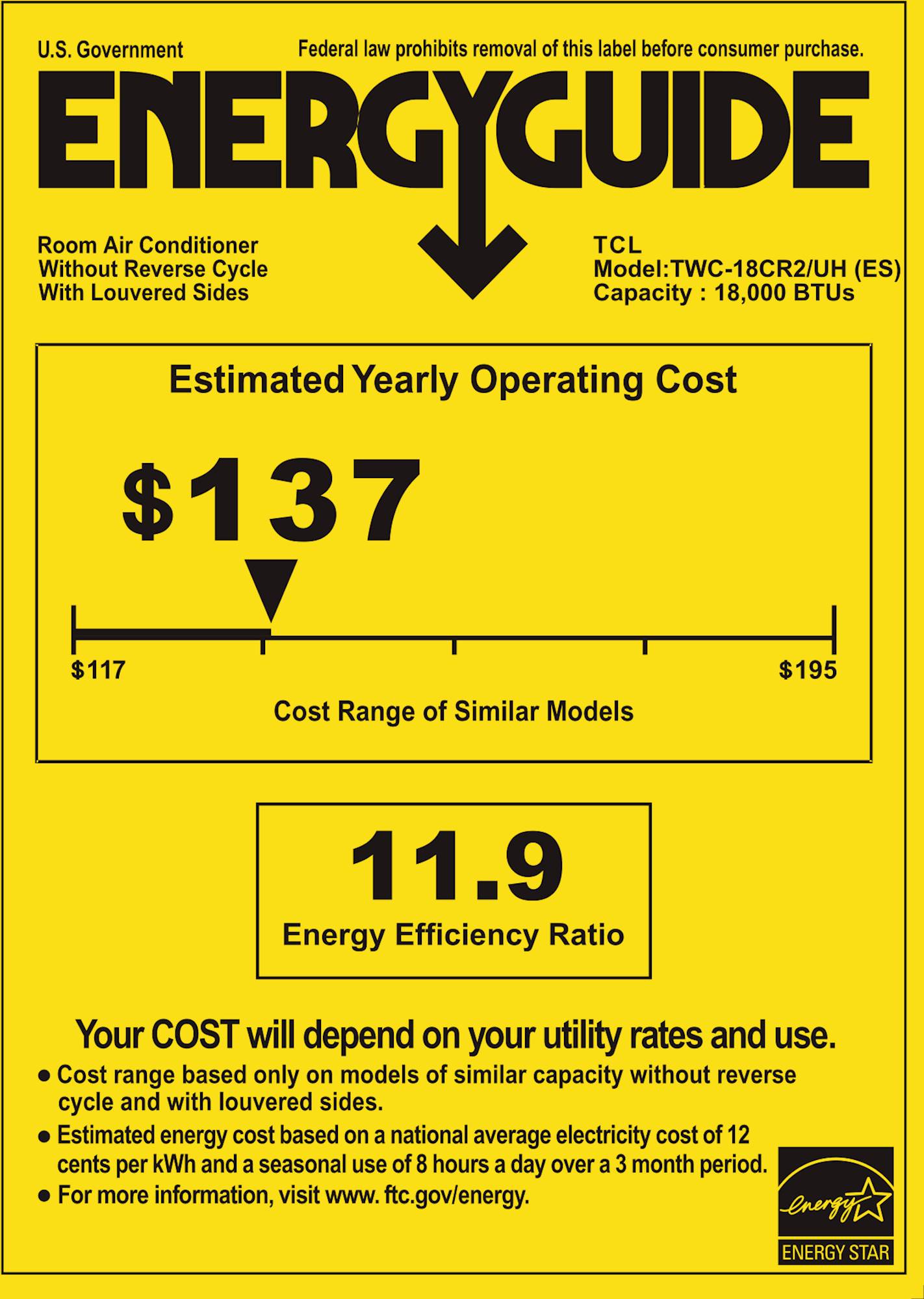 Best Buy: TCL 1000 Sq. Ft. 18,000 BTU Window Air Conditioner White TWC ...