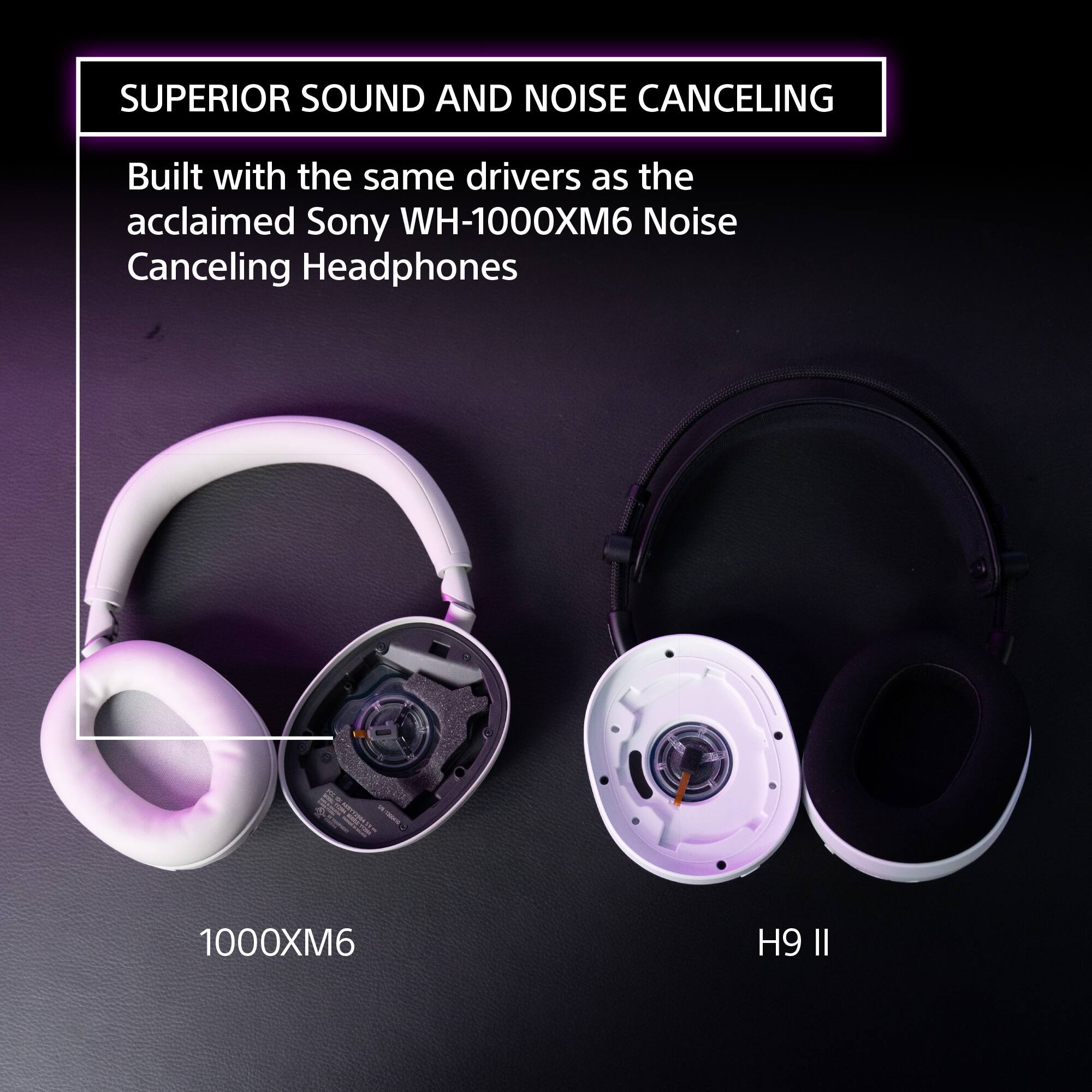 SUPERIOR SOUND AND NOISE CANCELING

Built with the same drivers as the acclaimed Sony WH-1000XM6 Noise Canceling Headphones

1000XM6

H9 II