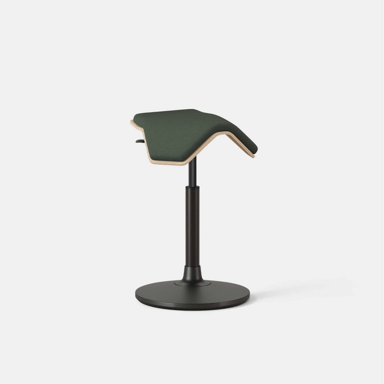 Left. Branch Furniture - Branch Saddle Stool Plus – Ergonomic Rolling Stool with Birch Frame & Eco-Friendly Fabric - Forest / Wood.
