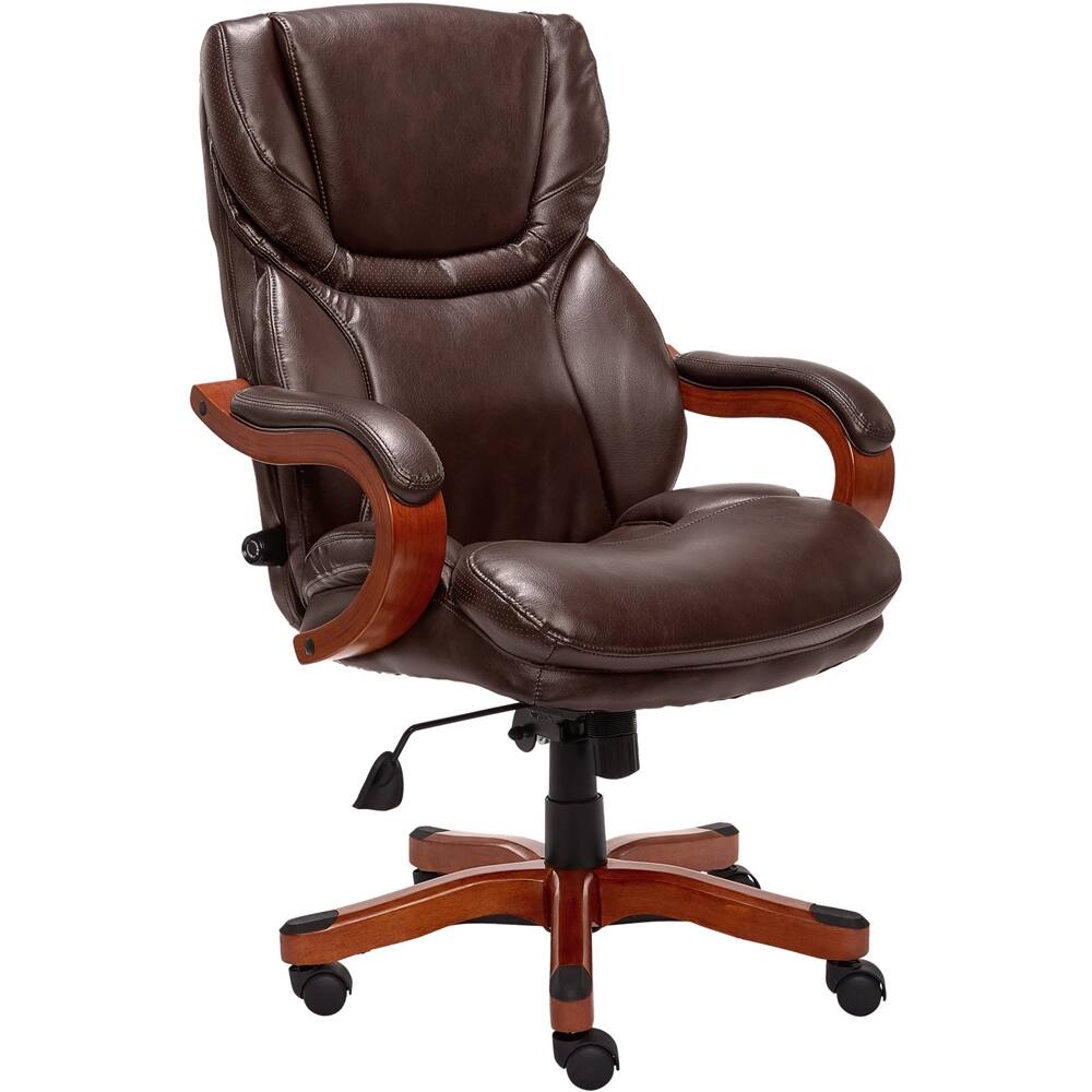 bonded leather executive office chair with lumbar support