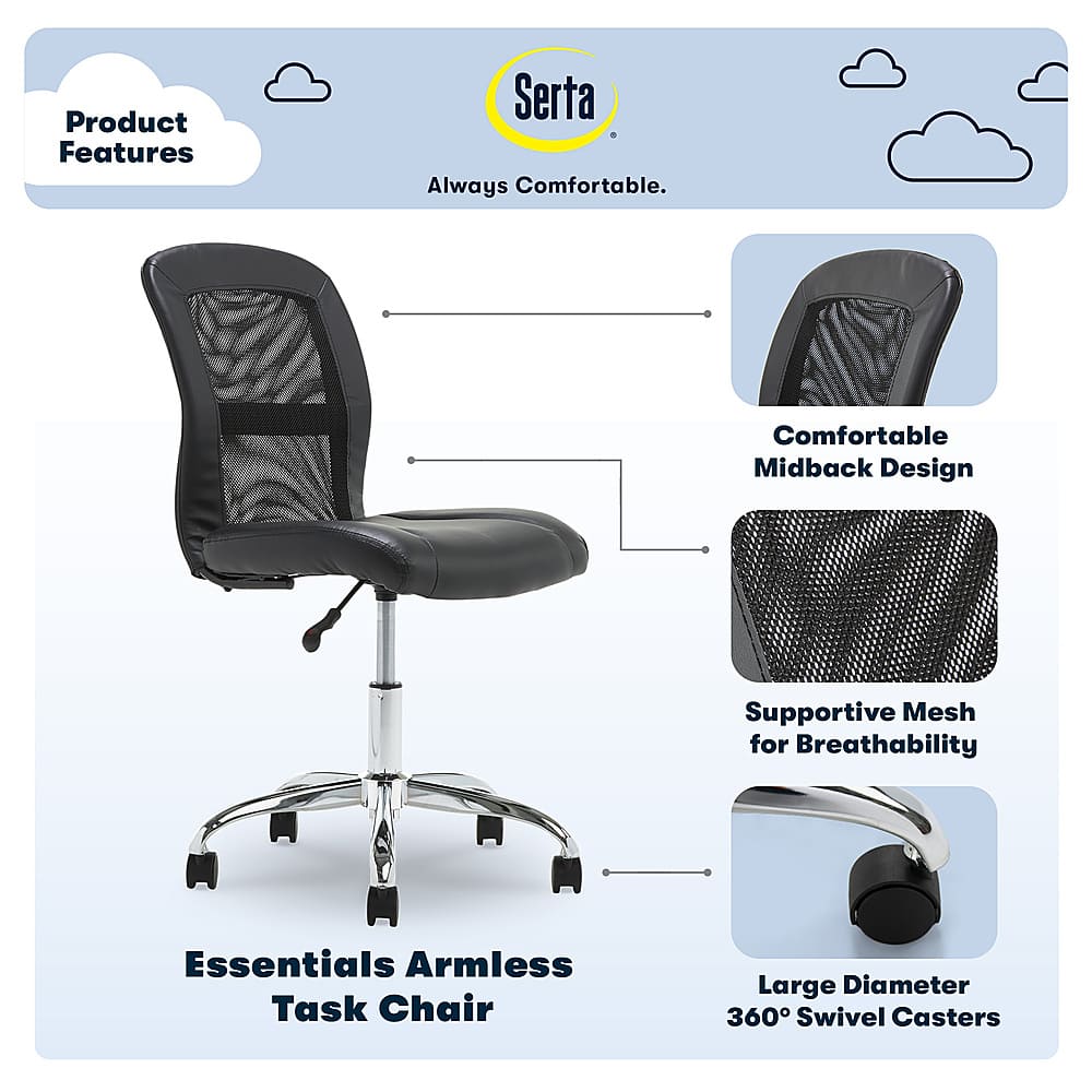 Best Buy: Serta Lautner Executive Office Chair Black with White Mesh  Accents 44942