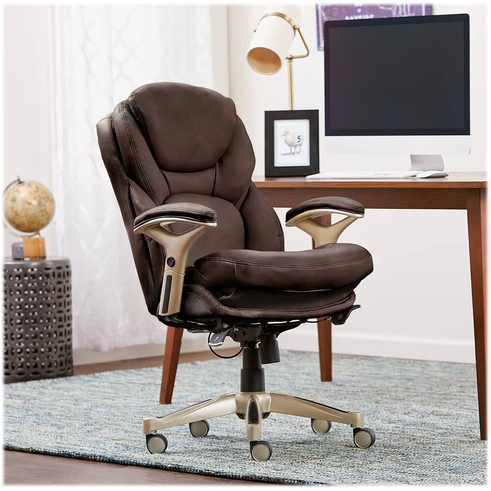 Alt View 15. Serta - Executive Office Chair with Back-In-Motion Technology Pivot Lumbar Support & Seat Adjustable Arms Leather Chair - Chestnut.