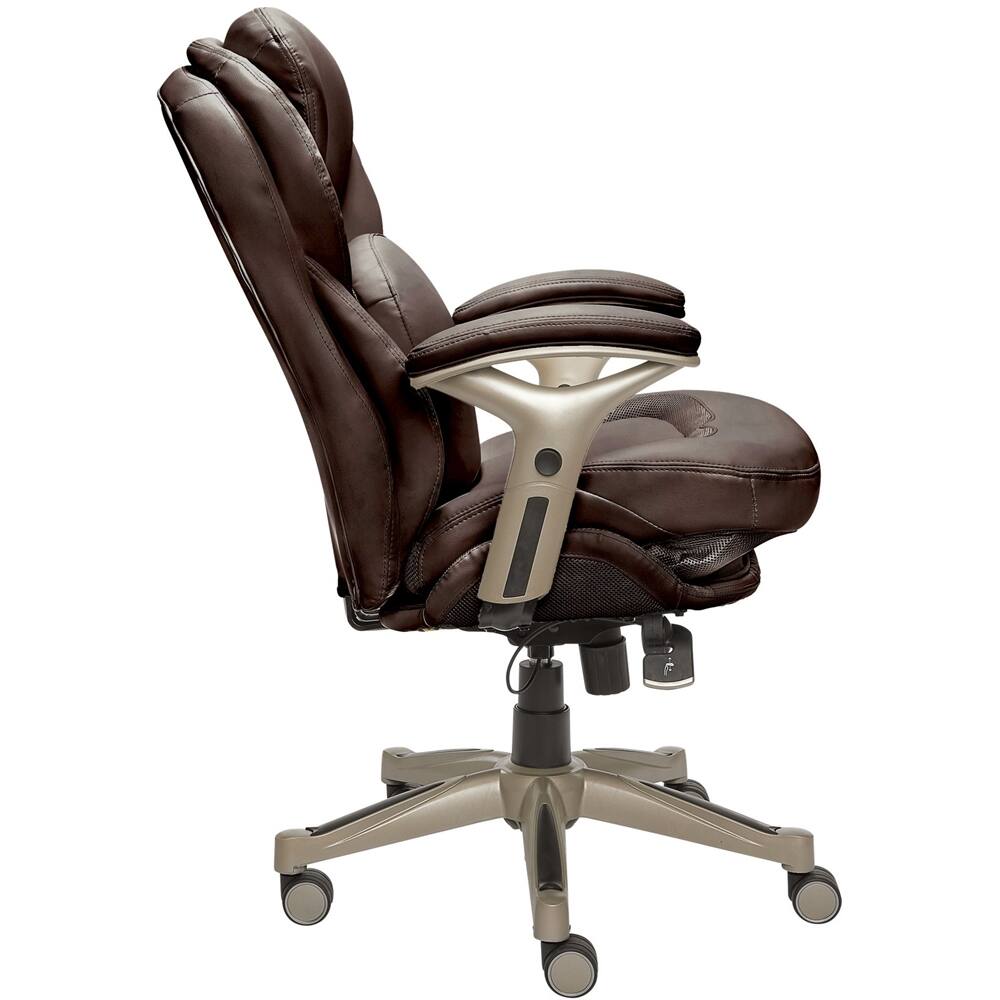 Left. Serta - Executive Office Chair with Back-In-Motion Technology Pivot Lumbar Support & Seat Adjustable Arms Leather Chair - Chestnut.