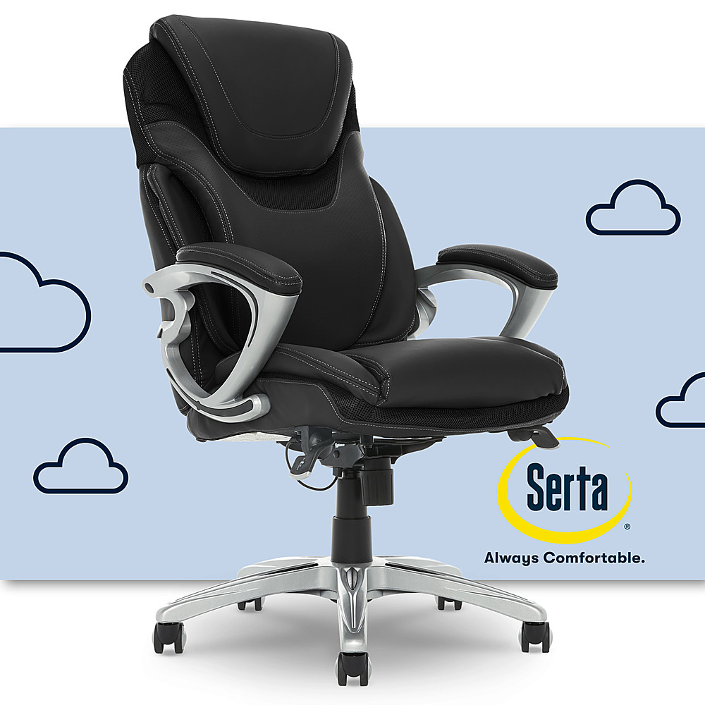 Gray Serta Air Lumbar Bonded Leather Manager Office Chair 