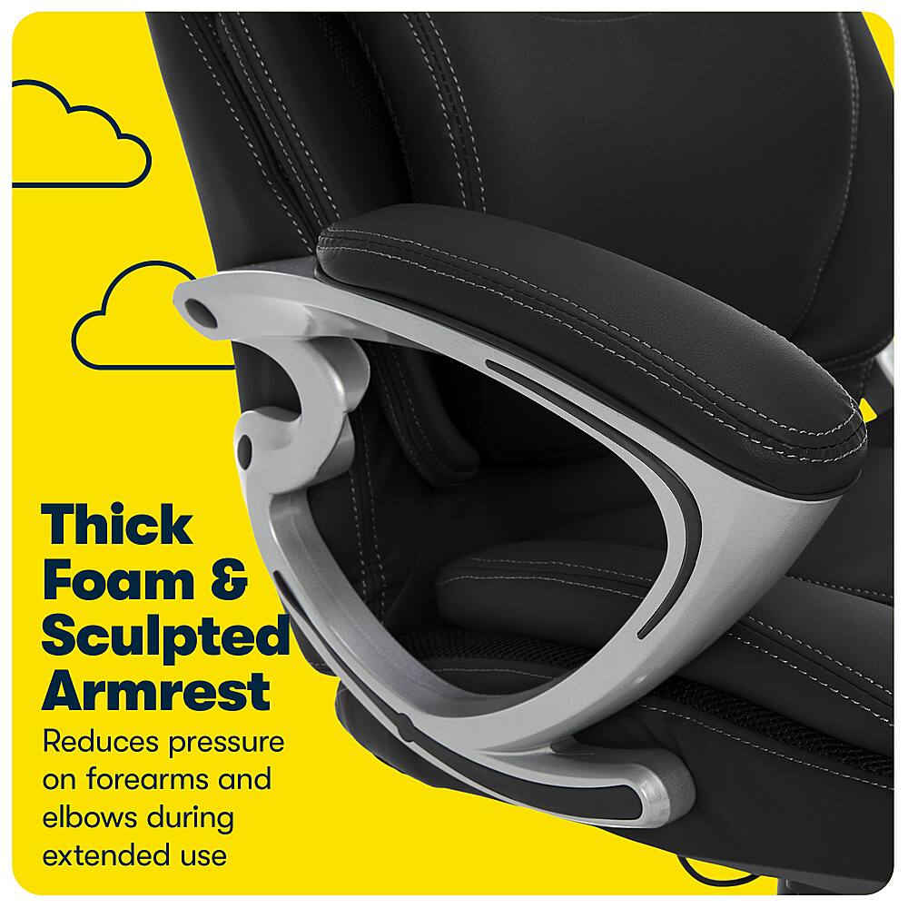 Serta Bryce Bonded Leather Executive Office Chair Black 43807A Best Buy