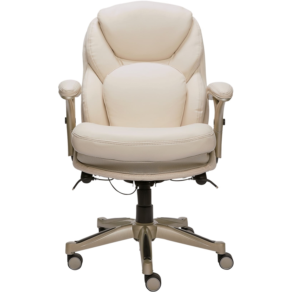 Serta Works Ergonomic Executive Office Chair with Back in Motion Technology Ivory Bonded Leather