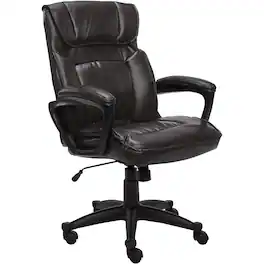 Serta - Ergonomic Executive Office Chair with Lumbar Support Headrest Pillow Padded Armrests Adjustable Height Swivel Leather - Black
