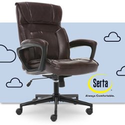 Serta - Hannah Upholstered Executive Office Chair with Headrest Pillow - Smooth Bonded Leather - Biscuit - Front_Zoom