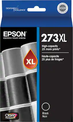 Front. Epson - 273XL With Sensor High-Yield - Dye-Based Black Ink Cartridge.