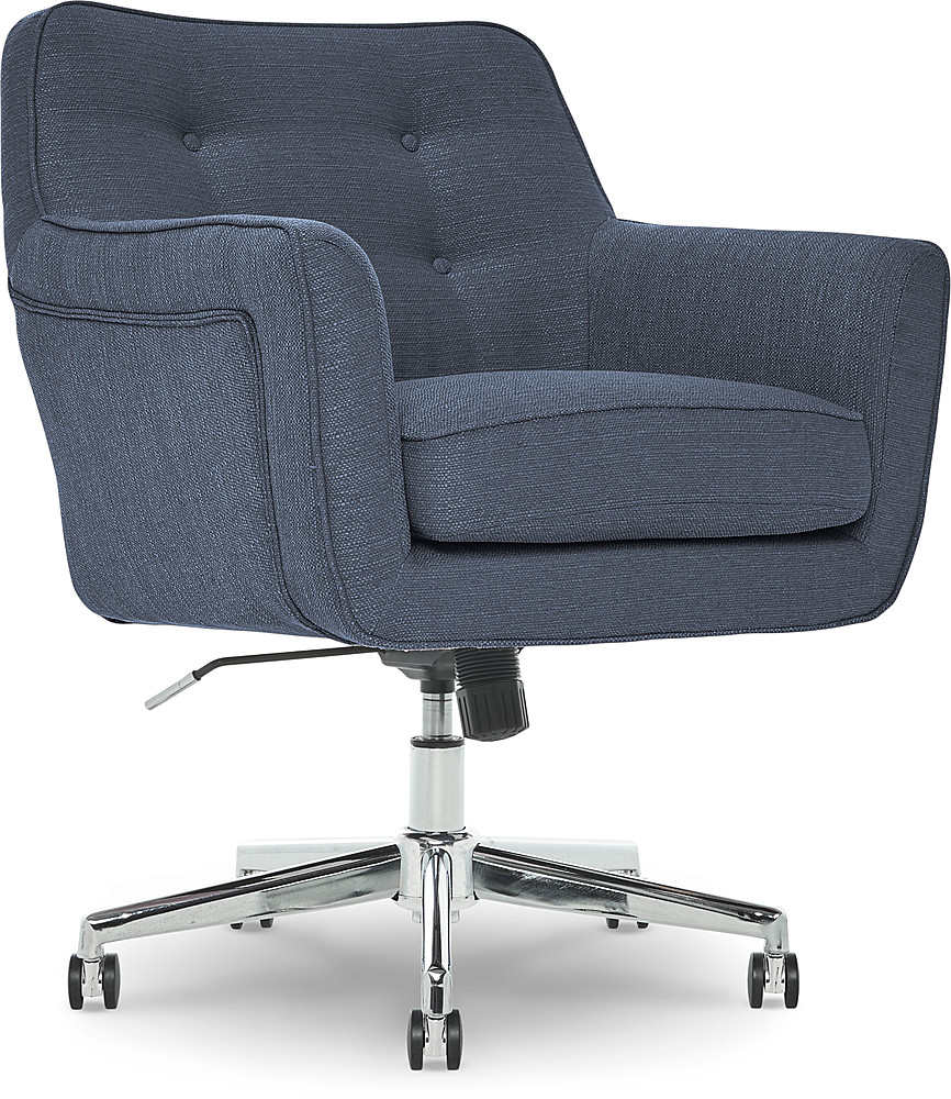 Angle View: Serta - Ashland Memory Foam & Twill Fabric Home Office Chair - Blue