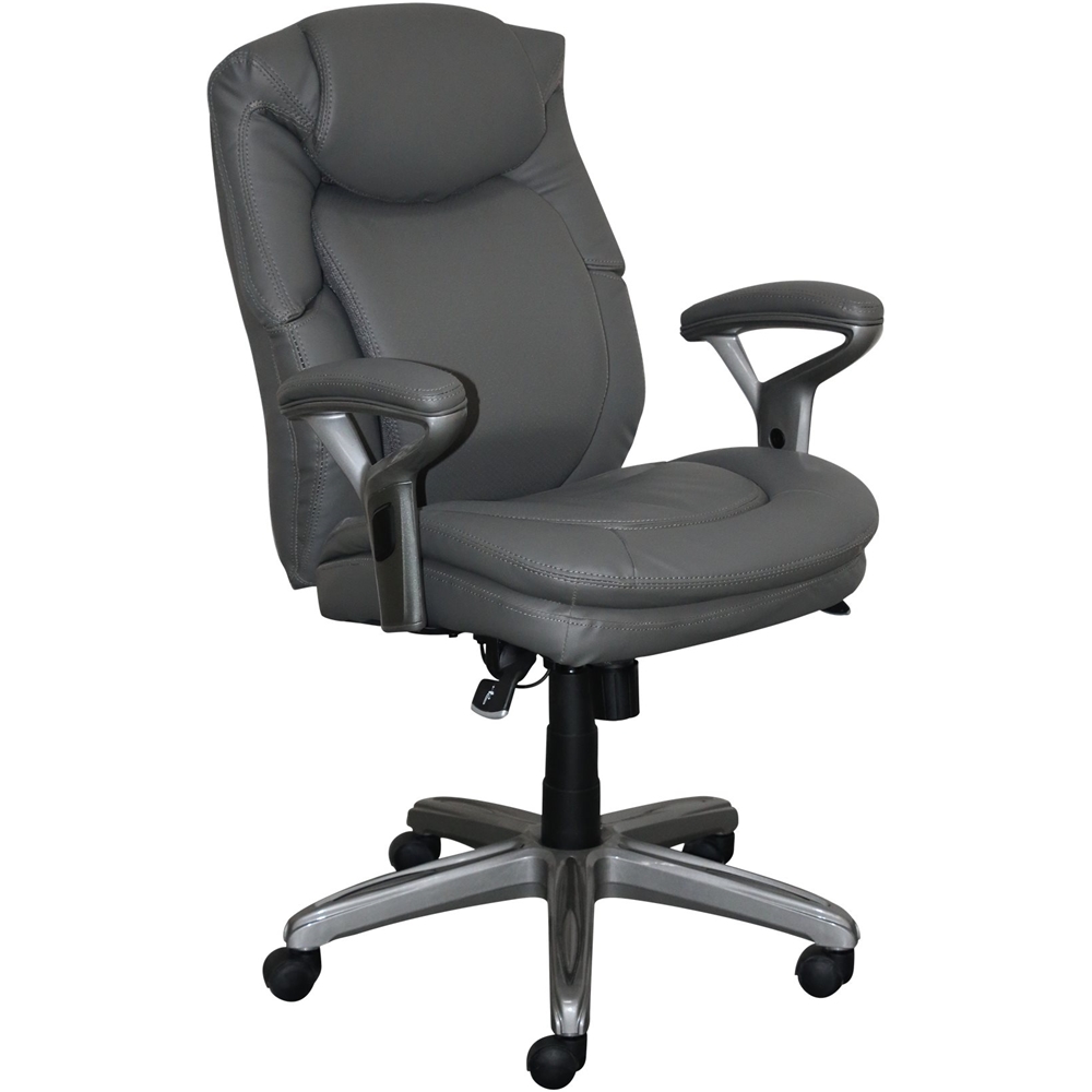 Best Buy: Serta Health & Wellness Bonded Leather Home Office Chair Gray