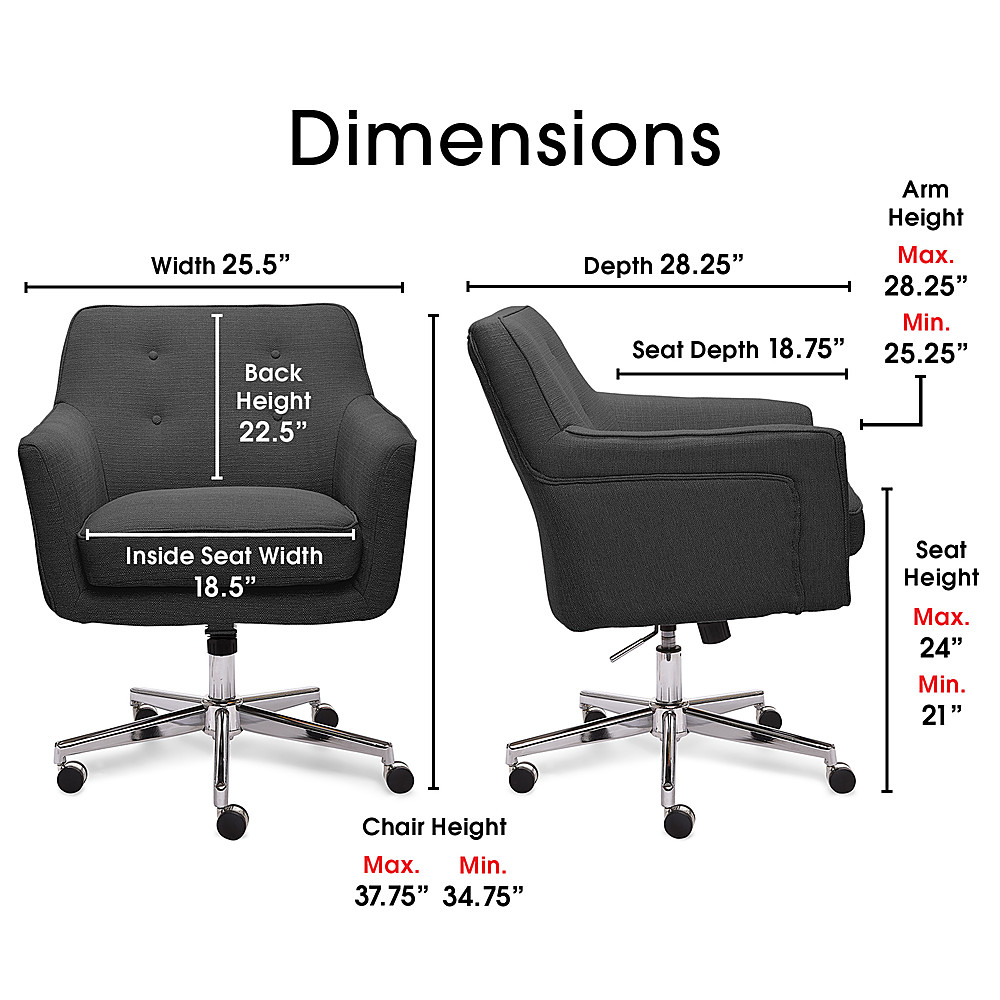 Office chair with online seat height 24 inches