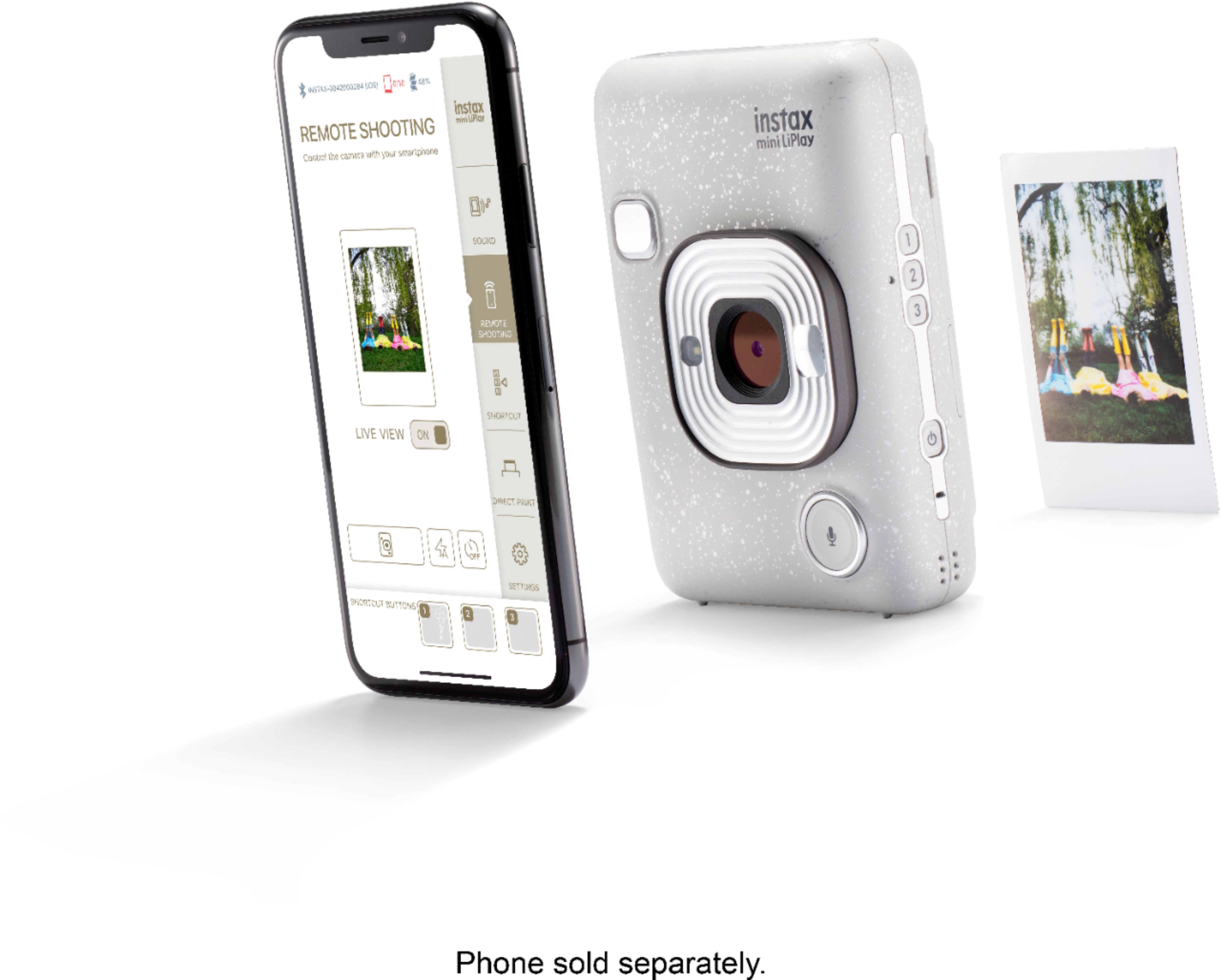 Fujifilm Instax Hybrid Mini LiPlay Instant Camera, Stone White