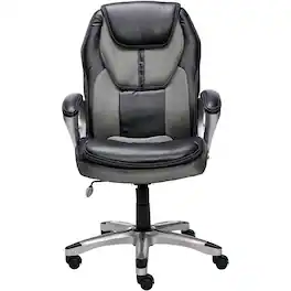 Serta - Executive Office Chair with Ergonomic Lumbar Support Padded Arms Modern Computer Chair Swivel Leather and Mesh - Gray
