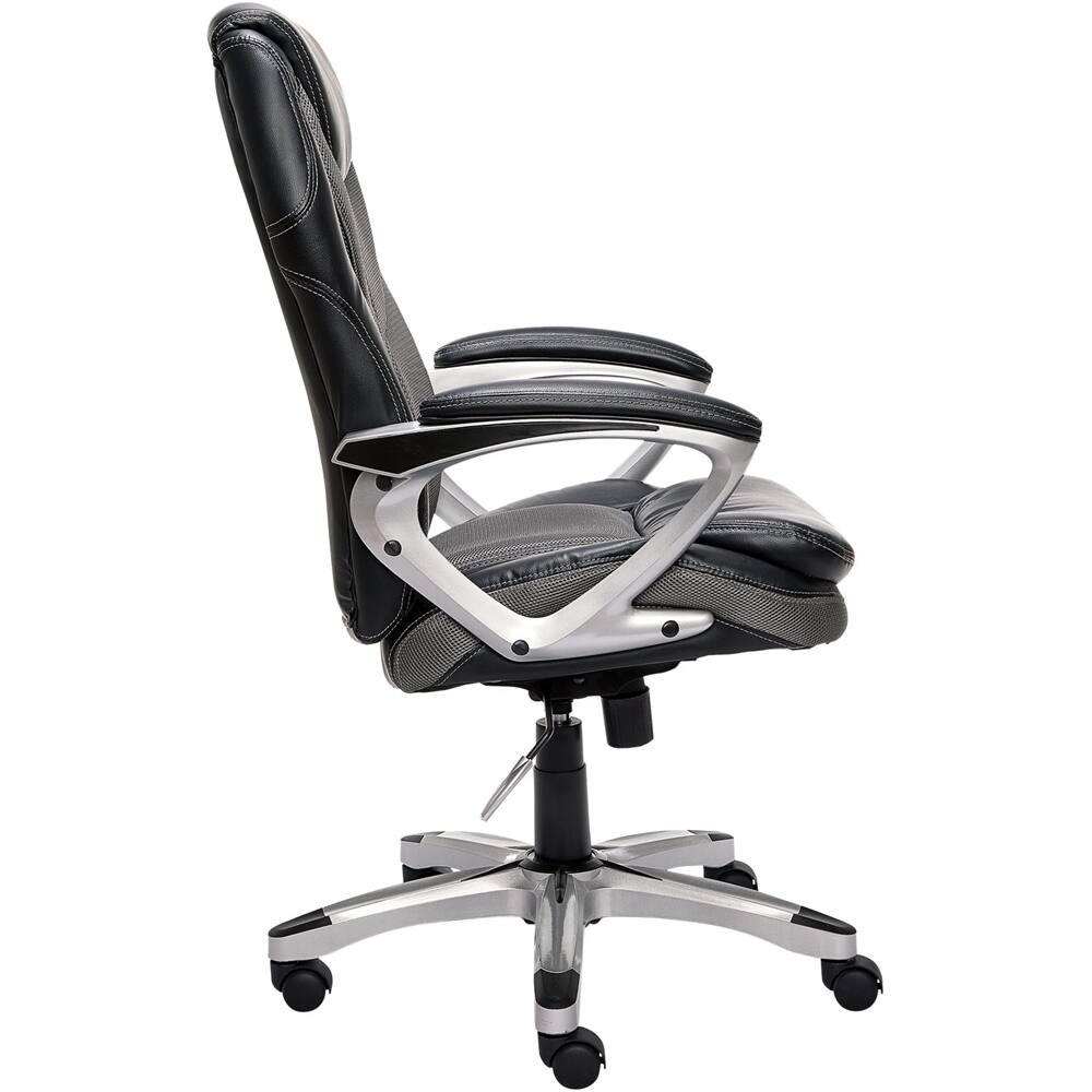 Alt View 13. Serta - Executive Office Chair with Ergonomic Lumbar Support Padded Arms Modern Computer Chair Swivel Leather and Mesh - Gray.