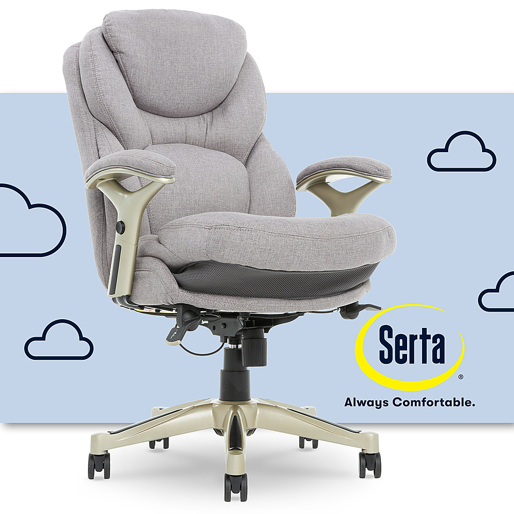 Serta Upholstered Back in Motion Health & Wellness Office Chair with  Adjustable Arms Fabric Light Gray 44186D - Best Buy