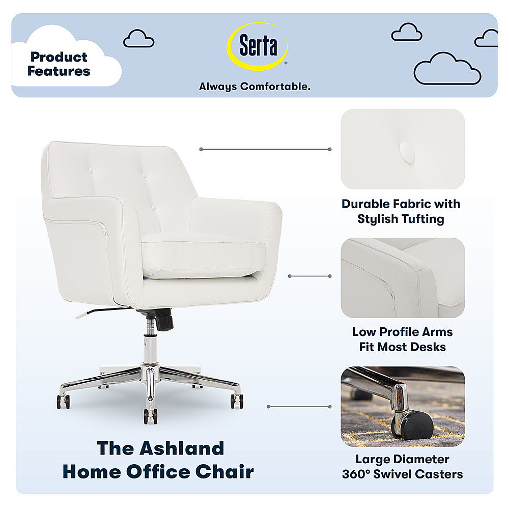 Serta Ashland Memory Foam & Twill Fabric Home Office Chair Gray 47140 -  Best Buy