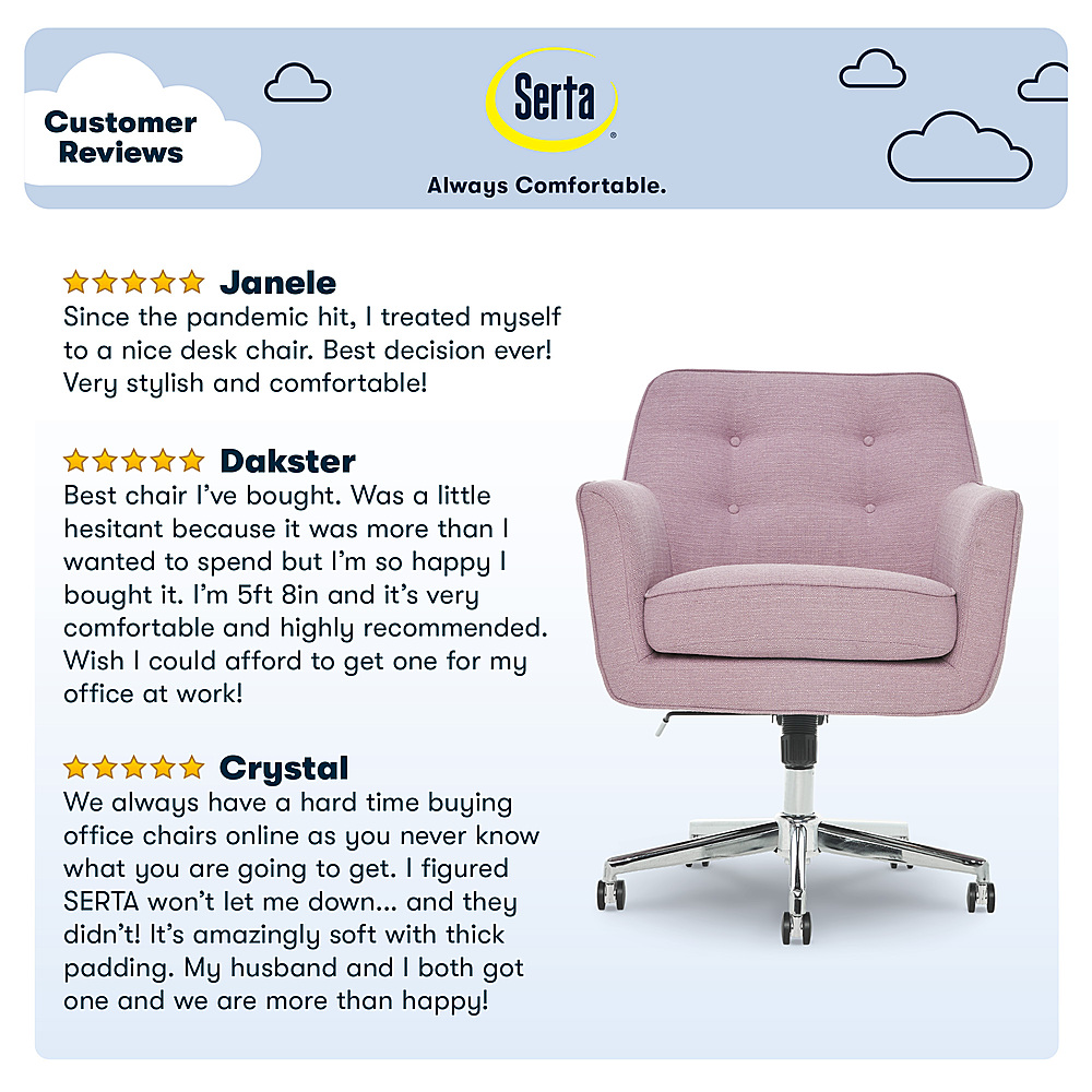 Serta Ashland Memory Foam & Twill Fabric Home Office Chair Blue 47140A -  Best Buy