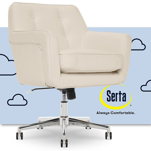 Serta - Ashland Bonded Leather & Memory Foam Home Office Chair - Cream