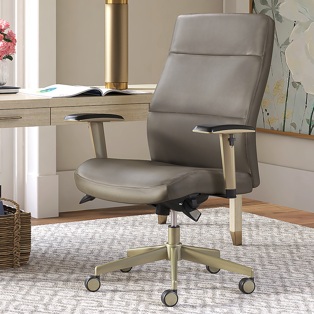 Angle View: Serta - Leighton Modern Memory Foam & Twill Fabric Home Office Chair - Graphite