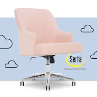 Serta - Leighton Modern Memory Foam & Twill Fabric Home Office Chair - Blush Pink - Front_Zoom