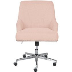 Serta - Leighton Modern Memory Foam & Twill Fabric Home Office Chair - Blush Pink - Front_Zoom