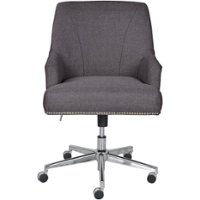 Serta - Leighton Modern Memory Foam & Twill Fabric Home Office Chair - Graphite - Front_Zoom
