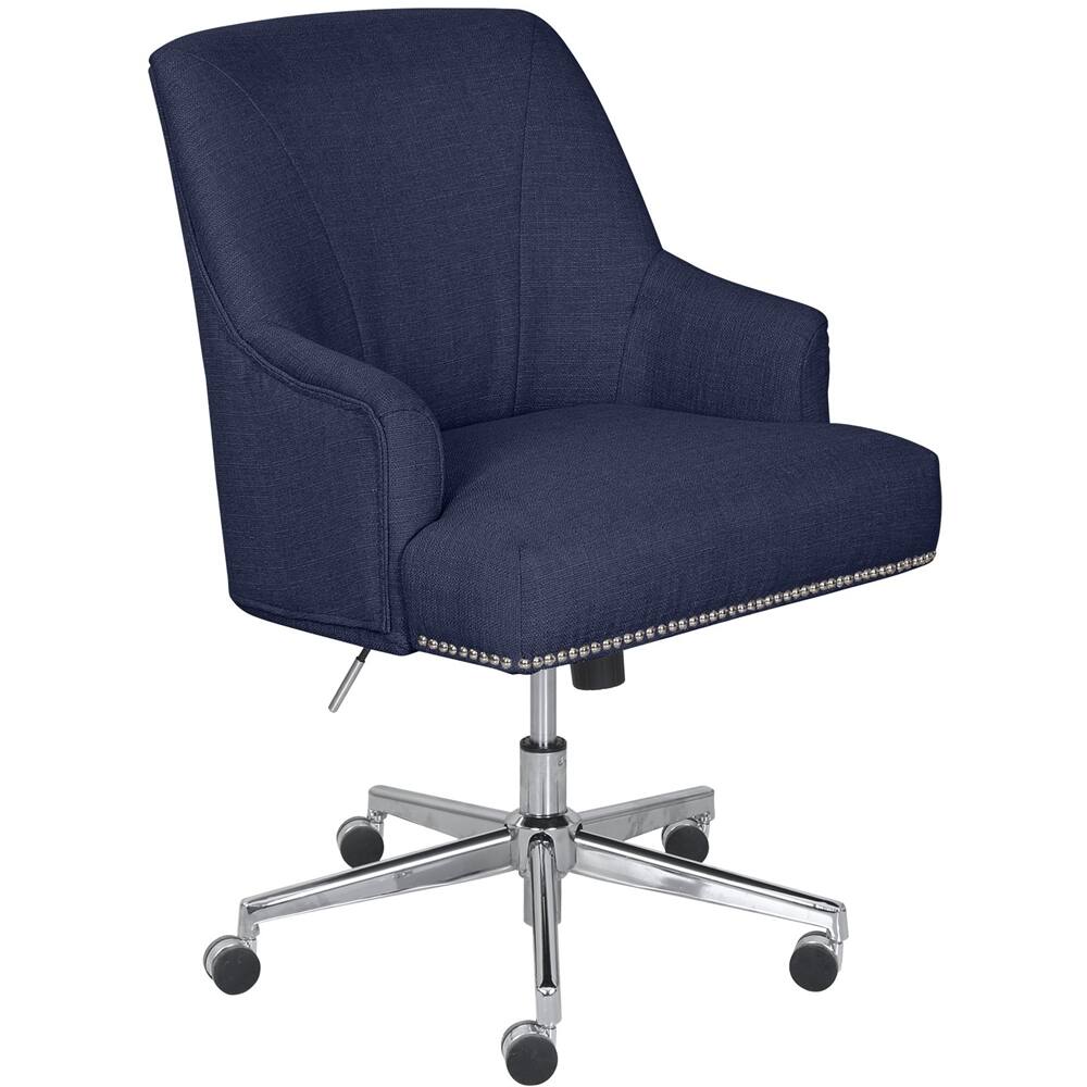 Left. Serta - Leighton Modern Memory Foam & Twill Fabric Home Office Chair - Blue.