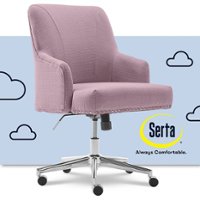 Serta - Leighton Modern Memory Foam & Twill Fabric Home Office Chair - Lilac - Front_Zoom